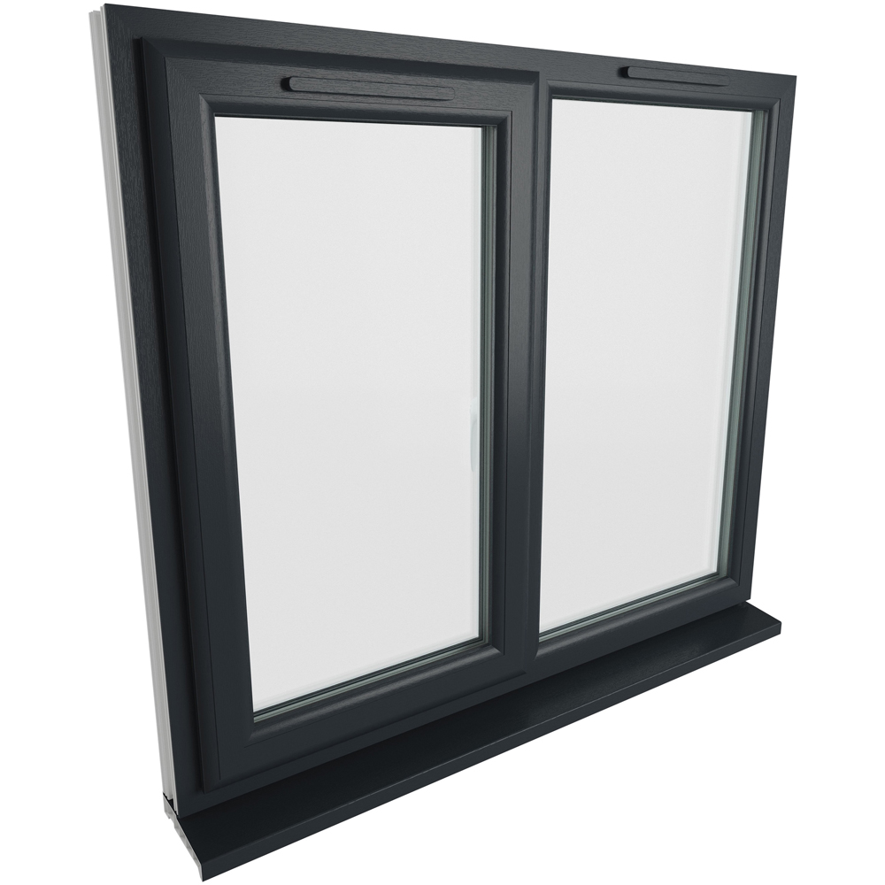 Crystal LH Side Hung Next to a Fixed Grey White Clear Glass uPVC Double Glazed Window 1190 x 965mm Image 9