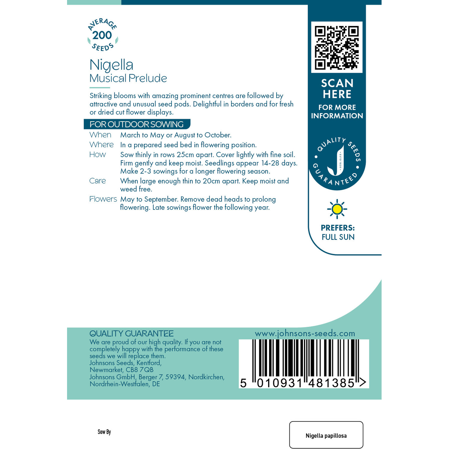 Nigella Musical Prelude Flower Seeds Image 2