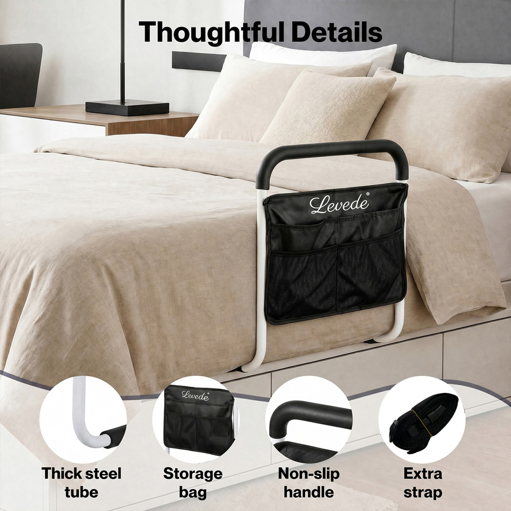 Levede Adjustable Height Safety Assist Bed Rail with Storage Pocket Image 7