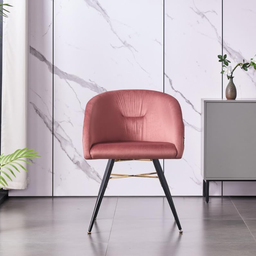Life Interiors Vittorio Pink Velvet Upholstered Dining Chair Set of 4 Image 6