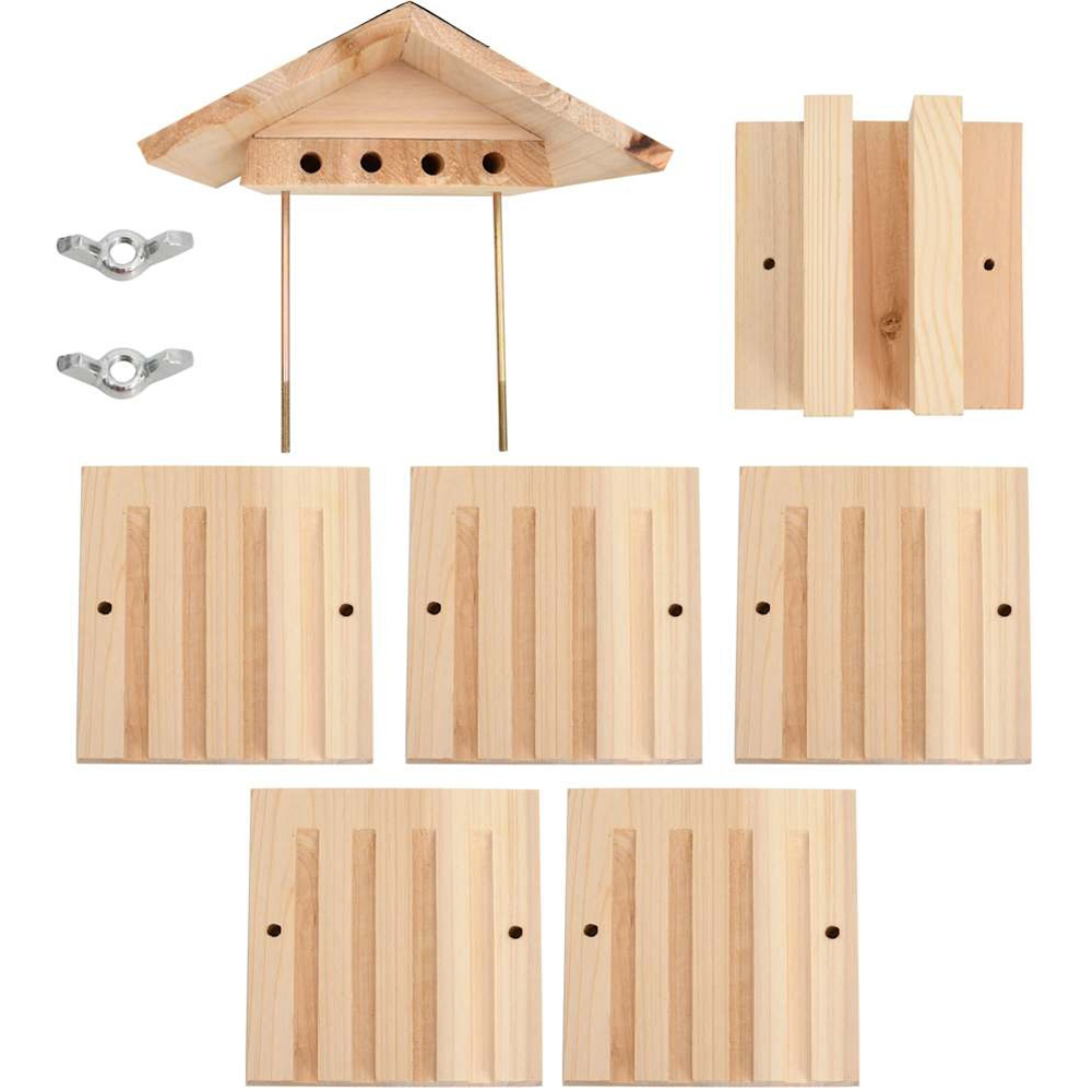 Walplus Solid Firwood Bee Hotel 22 x 20cm Image 5