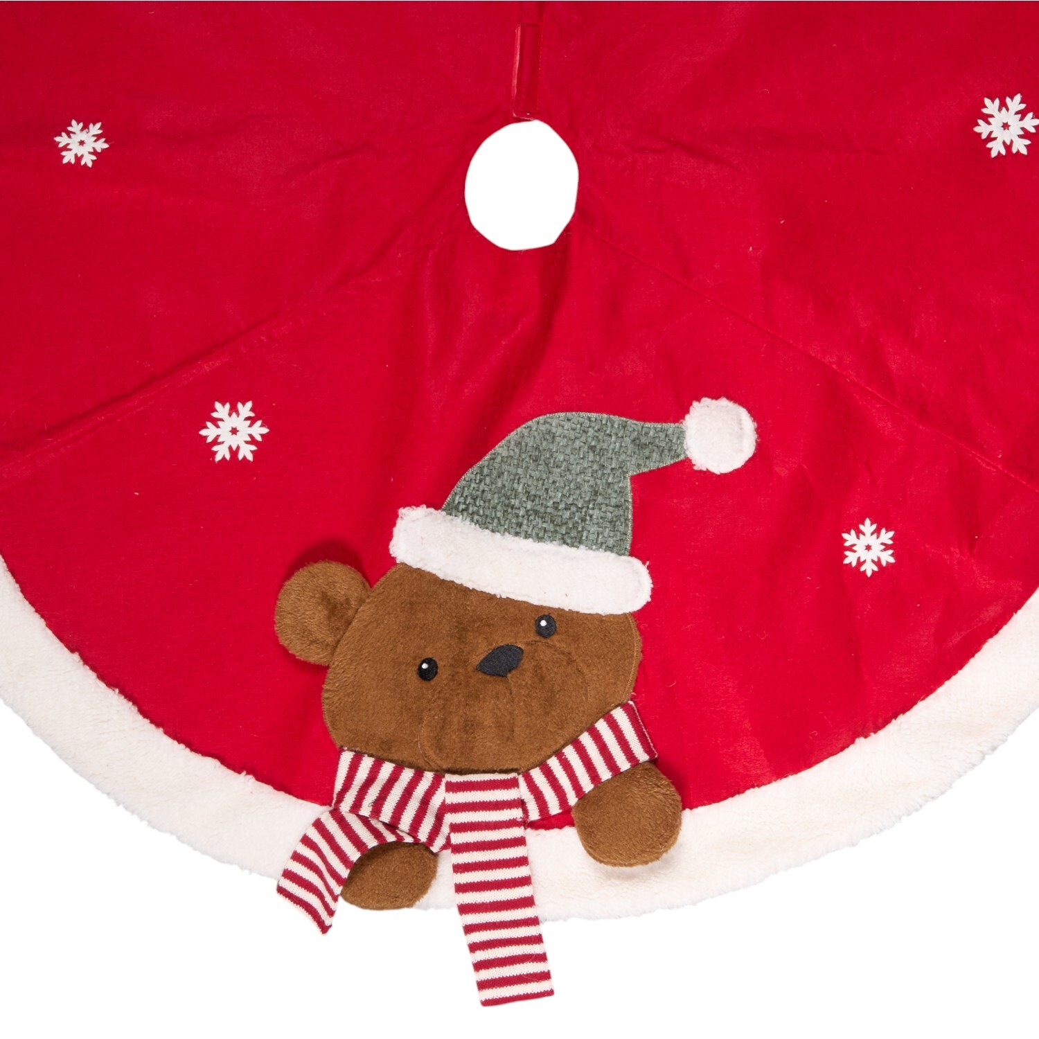 Traditional Christmas Bear Tree Skirt Red Image 3