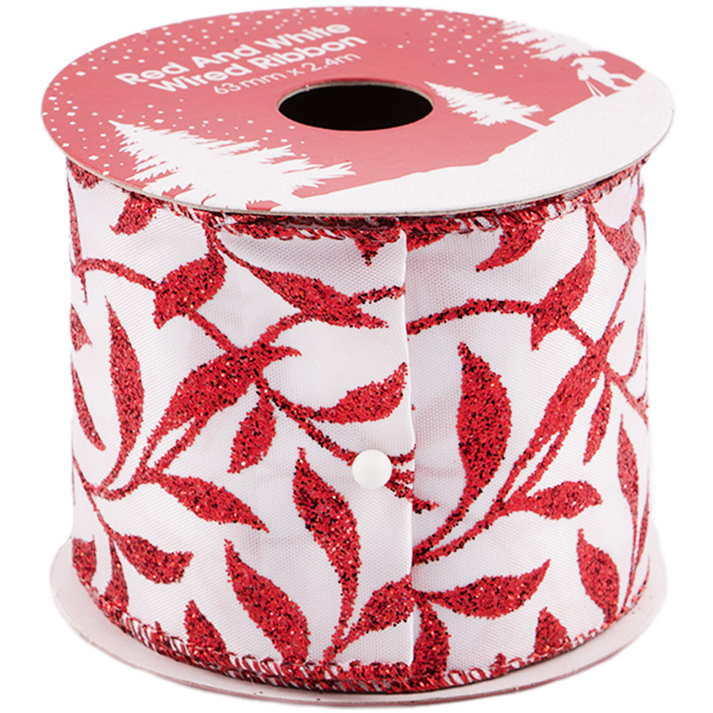 Red and White Wired Ribbon Image