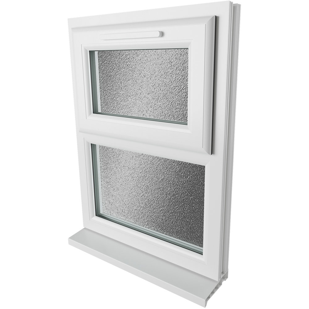 Crystal Top Hung Over Fixed Light White Obscure Glass uPVC Triple Glazed Window 965 x 610mm Image 9