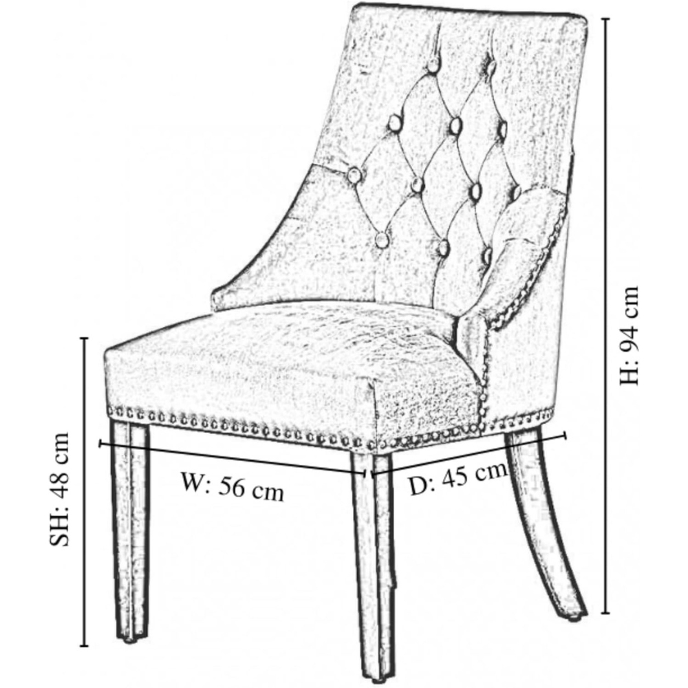 Life Interiors Windsor Blue Velvet Knocker Back Dining Chair Set of 6 Image 8