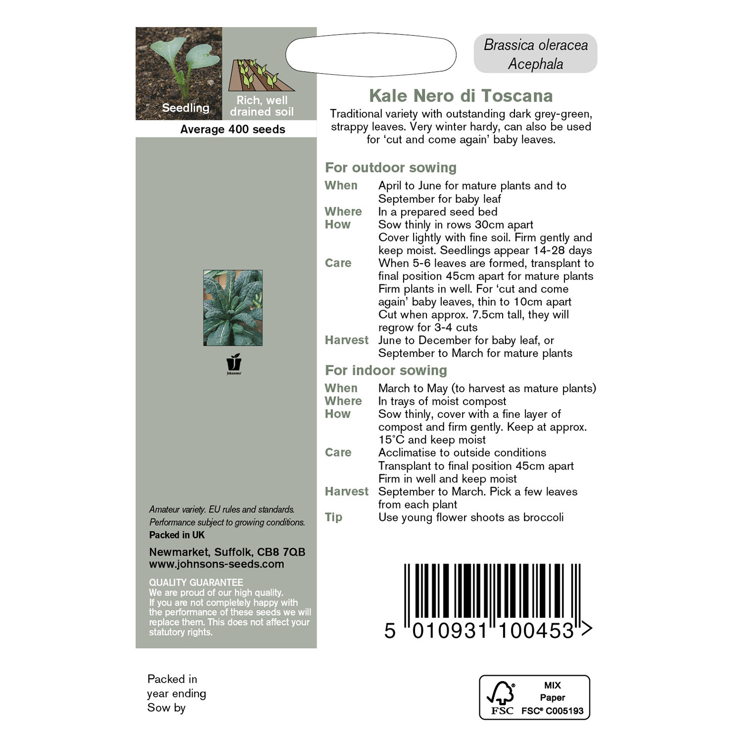 Johnsons Nero Di Toscana Kale Seeds Image 3