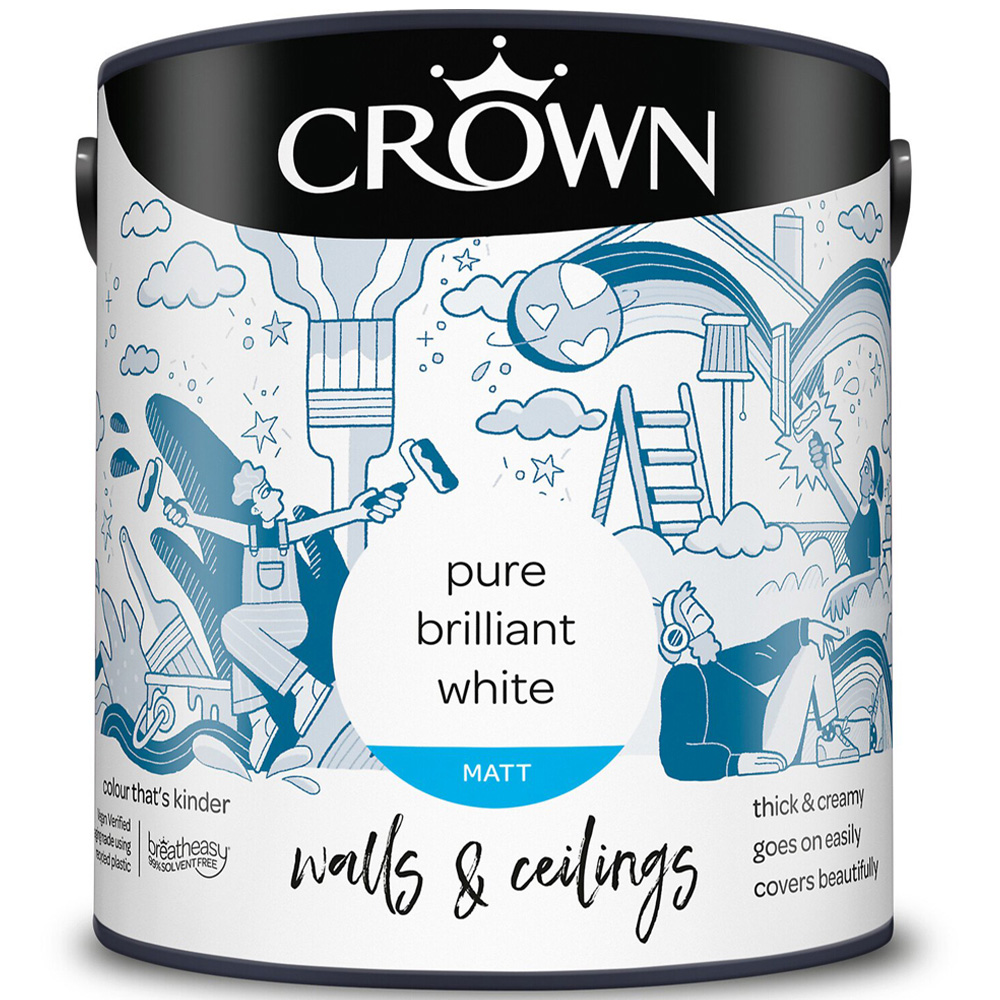 Crown Breatheasy Pure Brilliant White Matt Emulsion Paint 2.5L Image 2