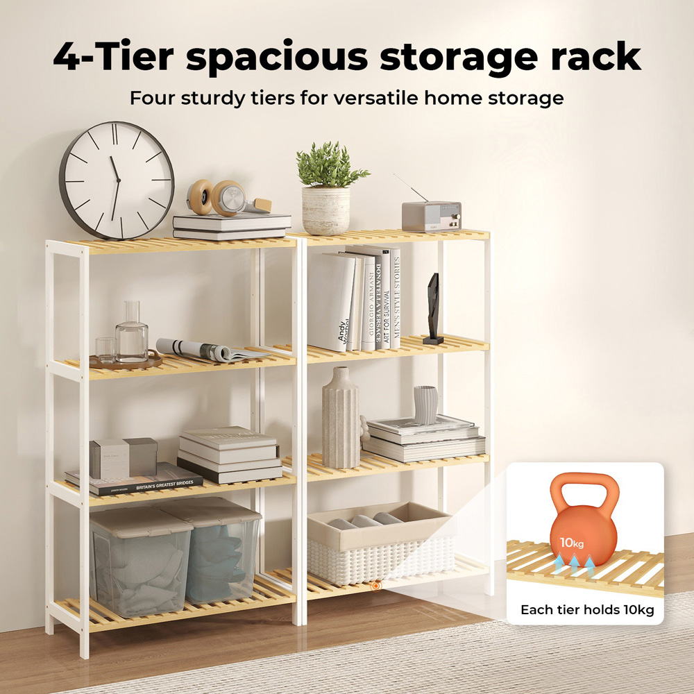 Levede 4-Tier Bamboo and Steel Shoe Rack Stand Image 4