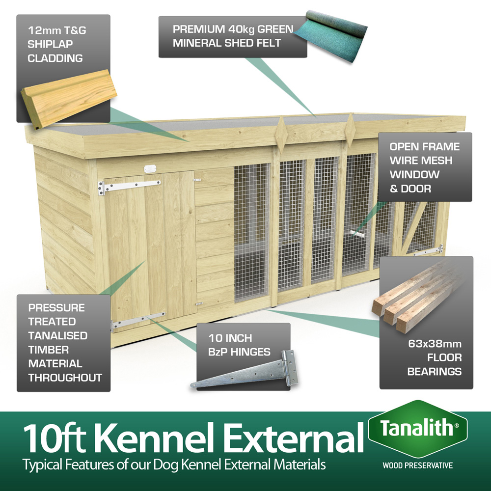 DIY Sheds 10 x 4ft Pressure Treated Tongue and Groove Timber Dog Kennel and Run Image 4