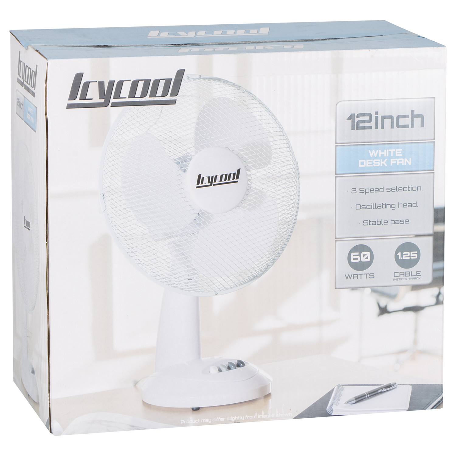 Icycool White Desk Fan 12 inch Image 2