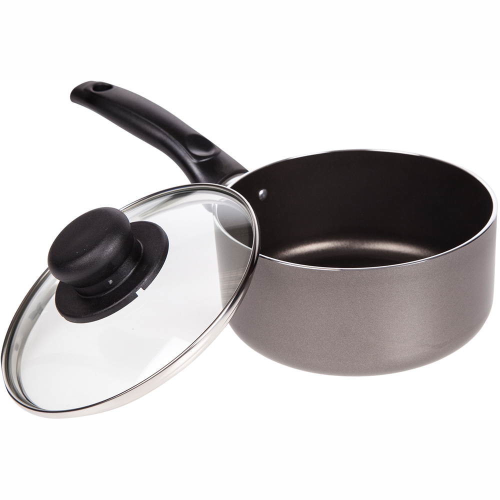 16cm Grey Teflon Saucepan with Lid Image 2