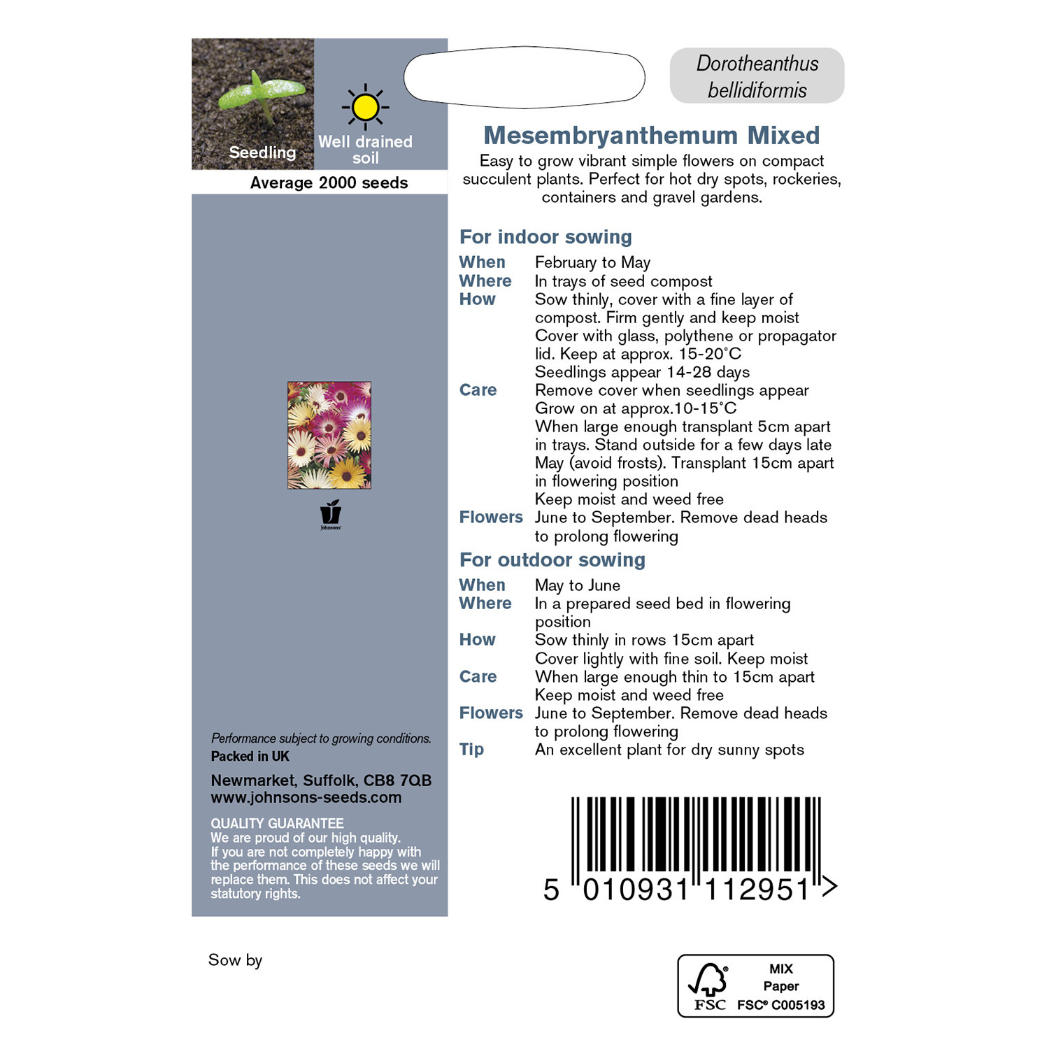 Johnsons Mesembryanthemum Mixed Flower Seeds Image 3