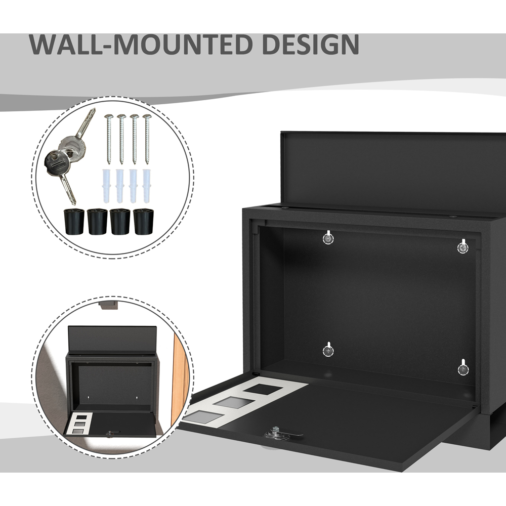 HOMCOM Wall Mounted Letterbox Mailbox with Windows and Keys Easy to Install Image 5