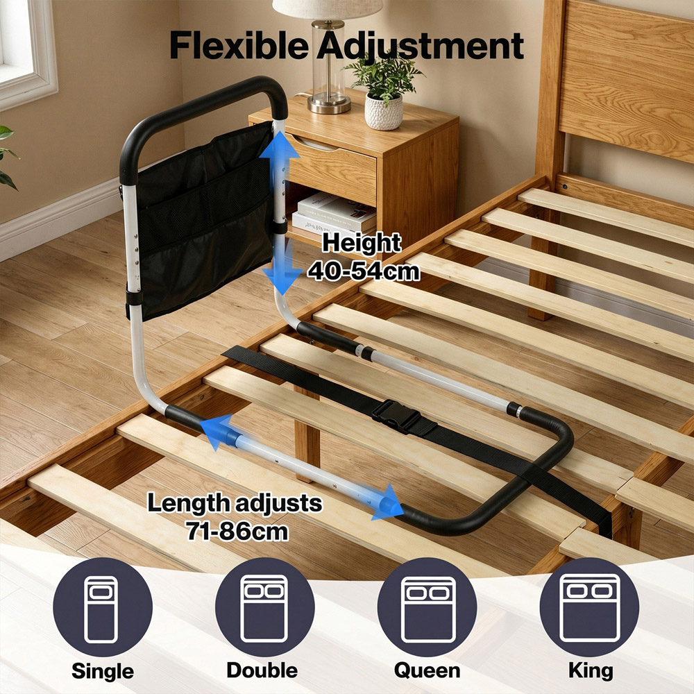 Levede Adjustable Height Safety Assist Bed Rail with Storage Pocket Image 4
