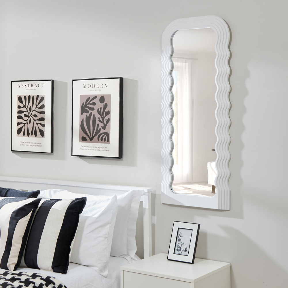 White Wavy Polypropylene Mirror 110 x 46cm Image 2