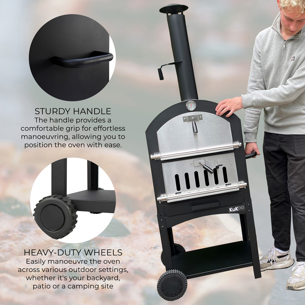 KuKoo Black Outdoor Pizza Oven and Cover Image 6