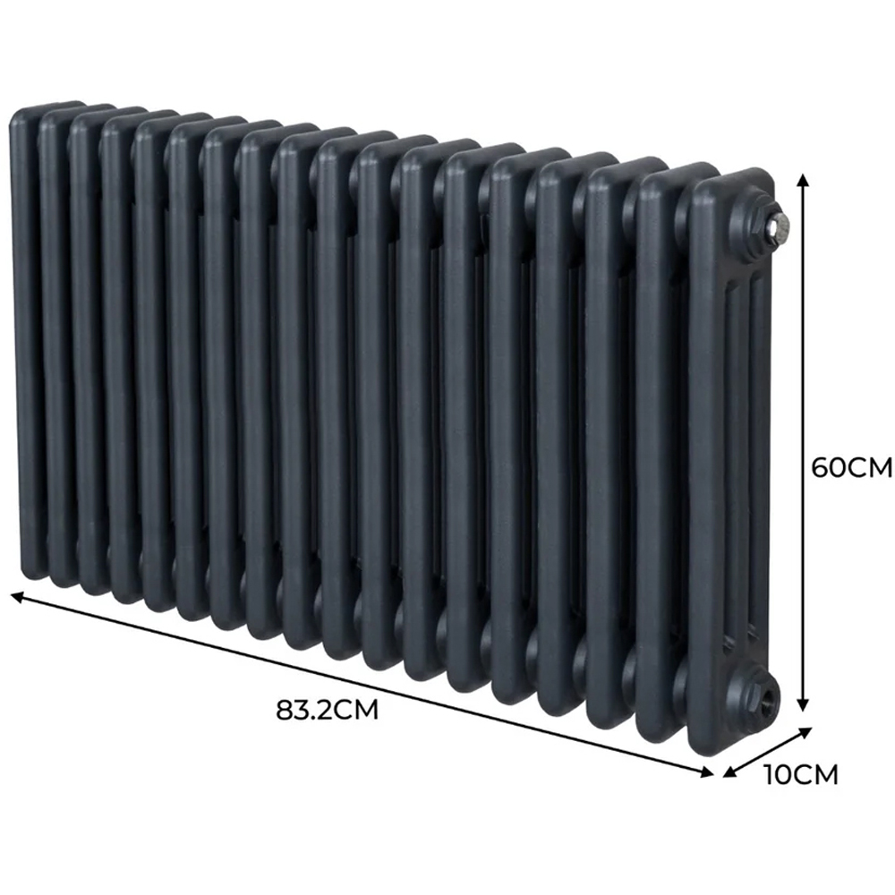 Monster Shop 4311 BTU Anthracite Grey Traditional 3 Column Radiator 600 x 832mm Image 6