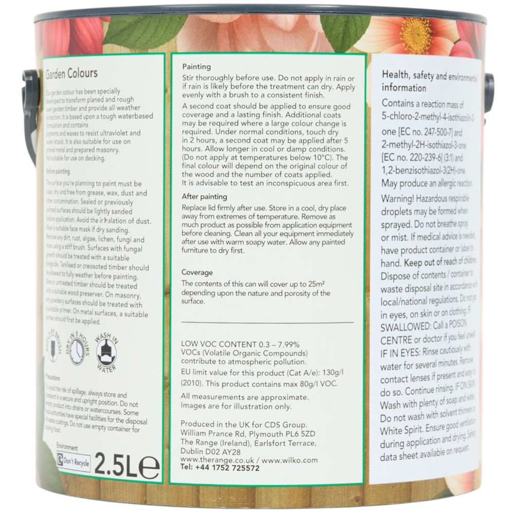 Wilko Garden Colours English Sage Green Wood Paint 2.5L Image 2
