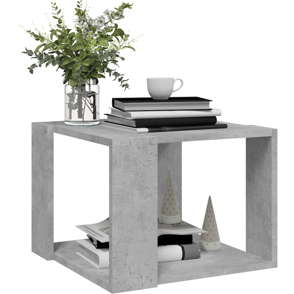 Walplus 2-Tier Concrete Grey Square Coffee Table Image 4