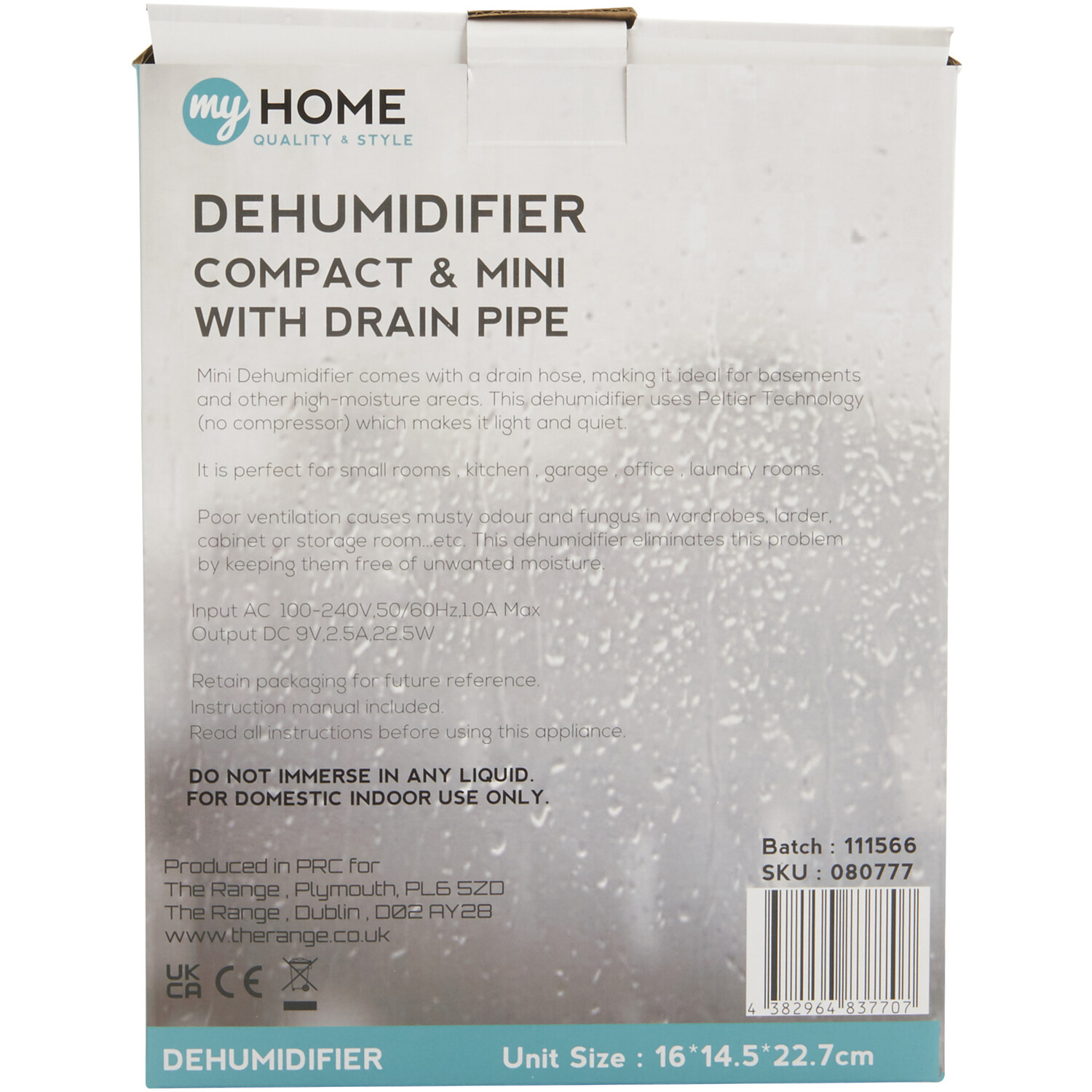 My Home Compact Dehumidifier with Drain Pipe Image 8