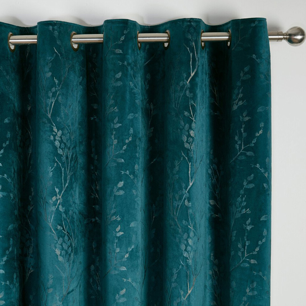 Divante Avery Teal Velvet Eyelet Curtains 229cm Image 4