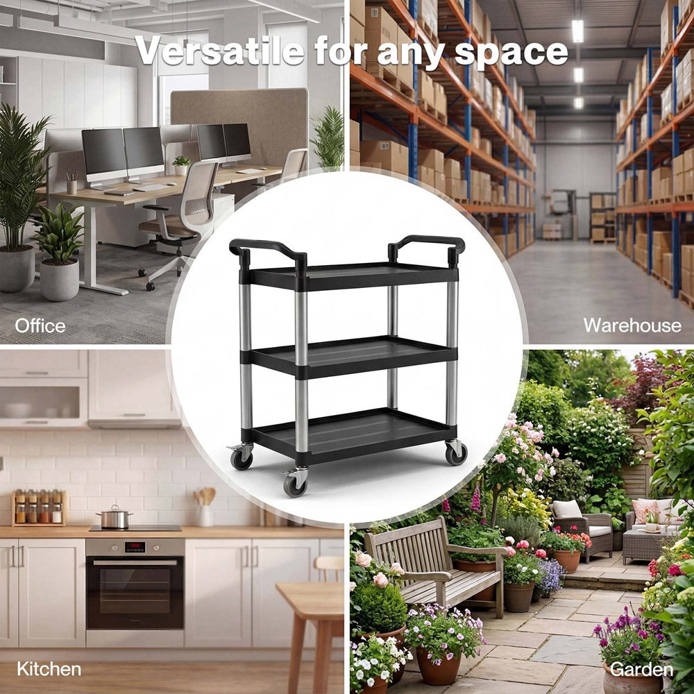 Levede Black 3 Shelf Rolling Tool Storage Cart Image 7