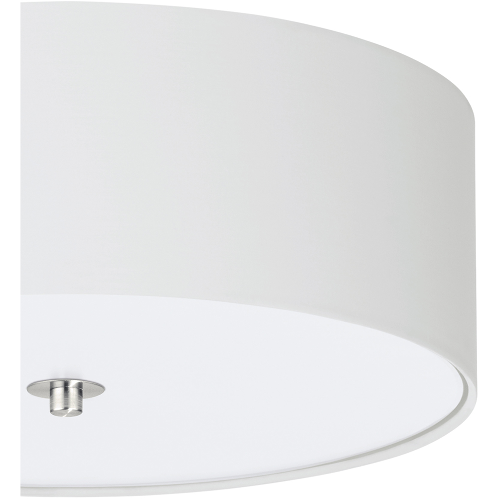 EGLO Pasteri 3 Light White Fabric Textile Shade Flush Ceiling Light Image 3