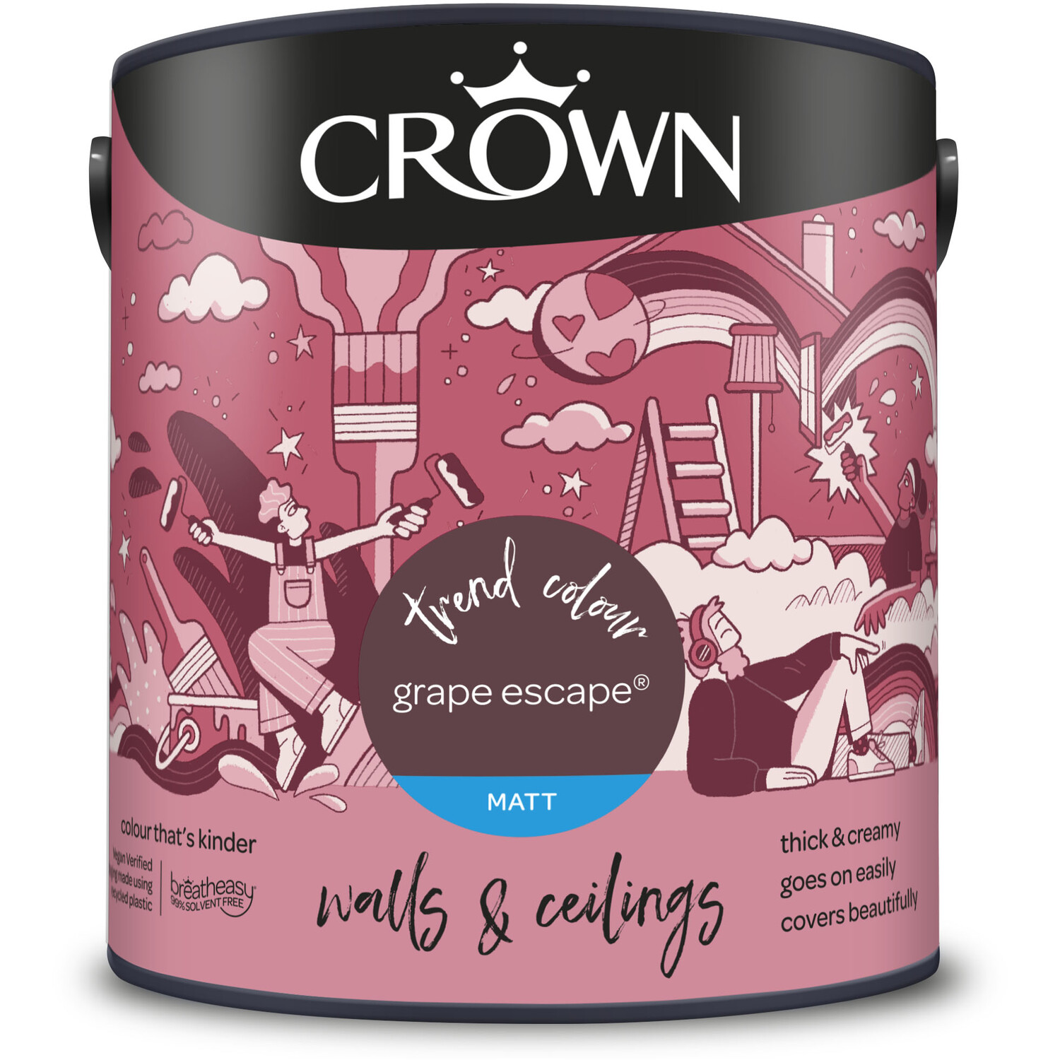 Crown Walls and Ceilings Grape Escape Matt Emulsion Paint 2.5L Image 4