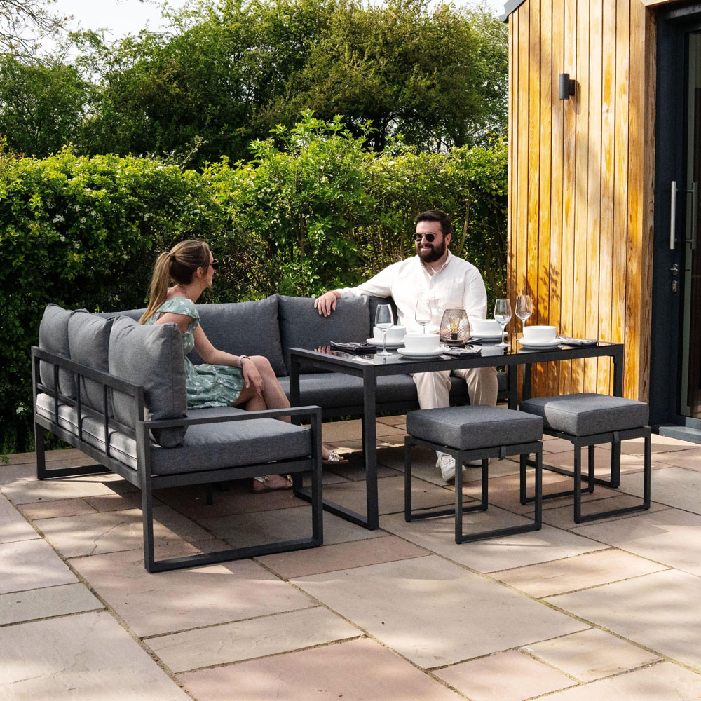 Jardi Anthracite Grey 8 Seater Garden Corner Sofa Set with Rain Cover and 582L Storage Box Image 5