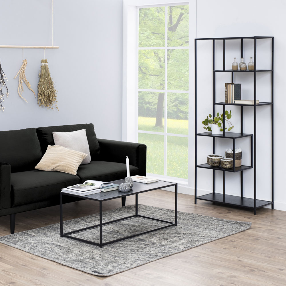 Furniture To Go Seaford Black 5 Shelf Tall Bookcase Image 5