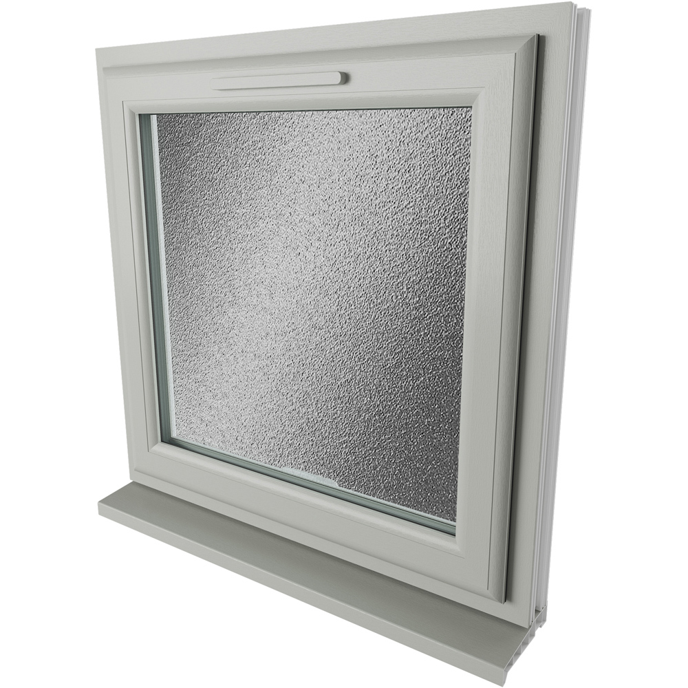 Crystal Agate and White Top Hung Opener Obscure Double Glazed Window 610 x 610mm Image 4