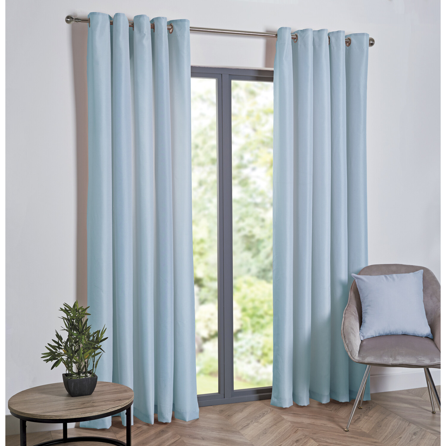 Taylor Blackout Eyelet Curtains - Duck Egg / 183cm / 168cm Image 2
