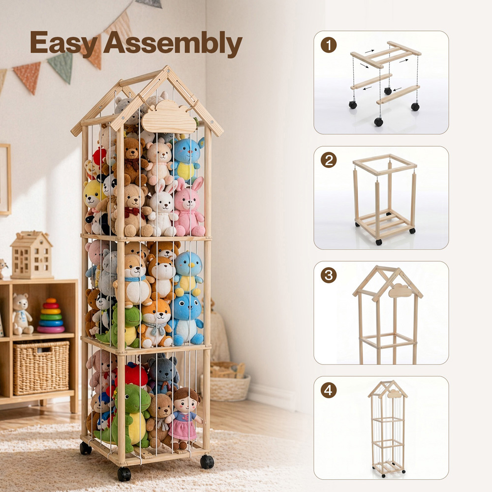Levede House-Shaped Kids Toy Organiser with Lockable Wheels Image 5