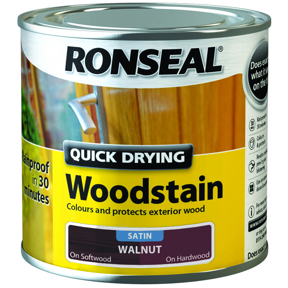Ronseal Quick Drying Walnut Satin Wood Stain 250ml Image 2