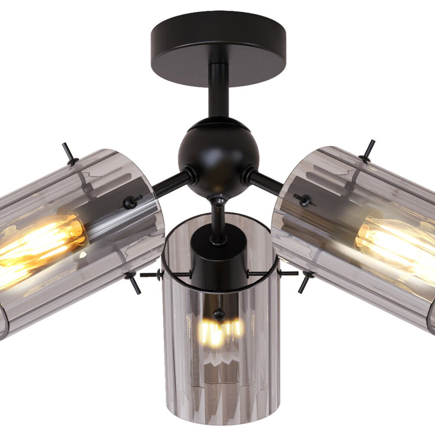 Bodhi 3 Arm Flush Ceiling Fitting Black Image 5