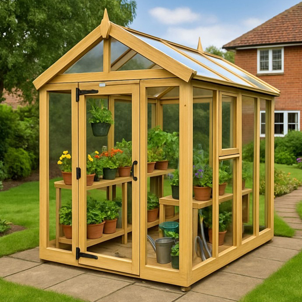DIY Sheds Pressure Treated Tongue and Groove Timber and Glass 6 x 14ft Greenhouse Image 2