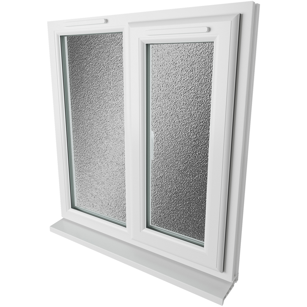 Crystal RH Side Hung Next to a Fixed White Obscure Glass uPVC Triple Glazed Window 965 x 905mm Image 9
