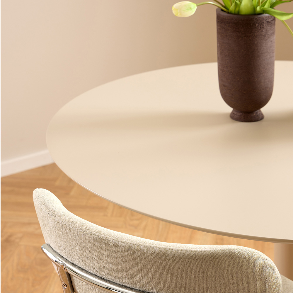 Furniture To Go Ibiza 4 Seater Round Dining Table with Beige Top and Matt Beige Base Image 5
