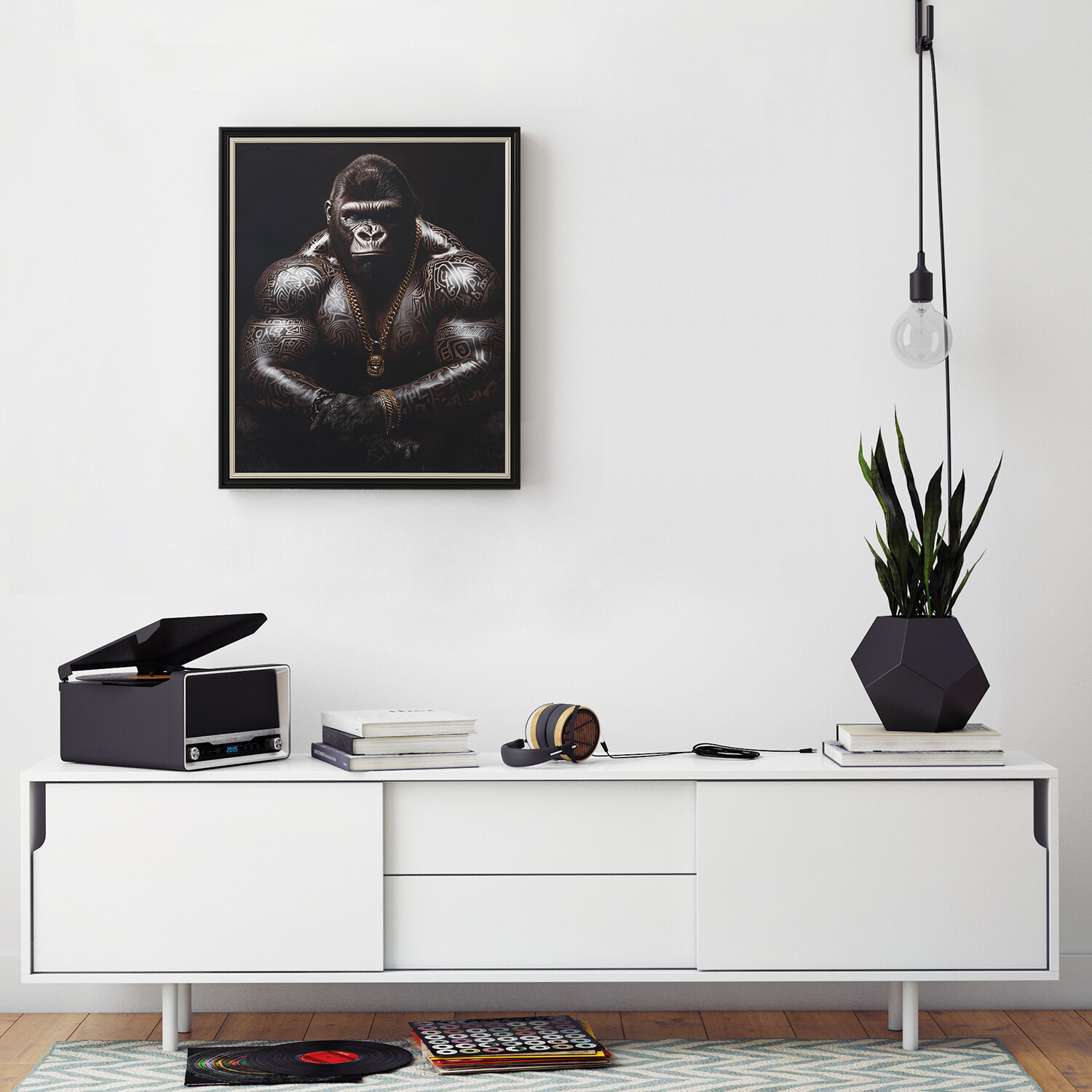 Tattooed Gorilla Gloss Art Frame Black Image 1