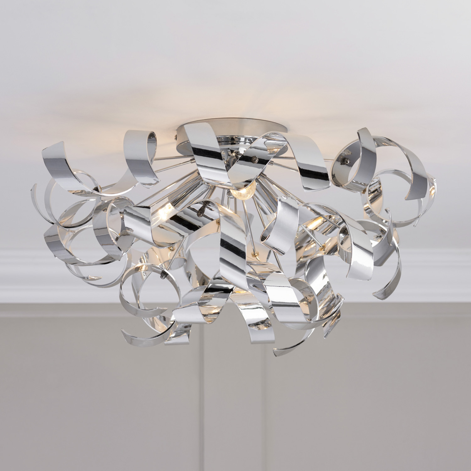 Chrome Twist 3 Flush Light Ceiling Fitting Image 4