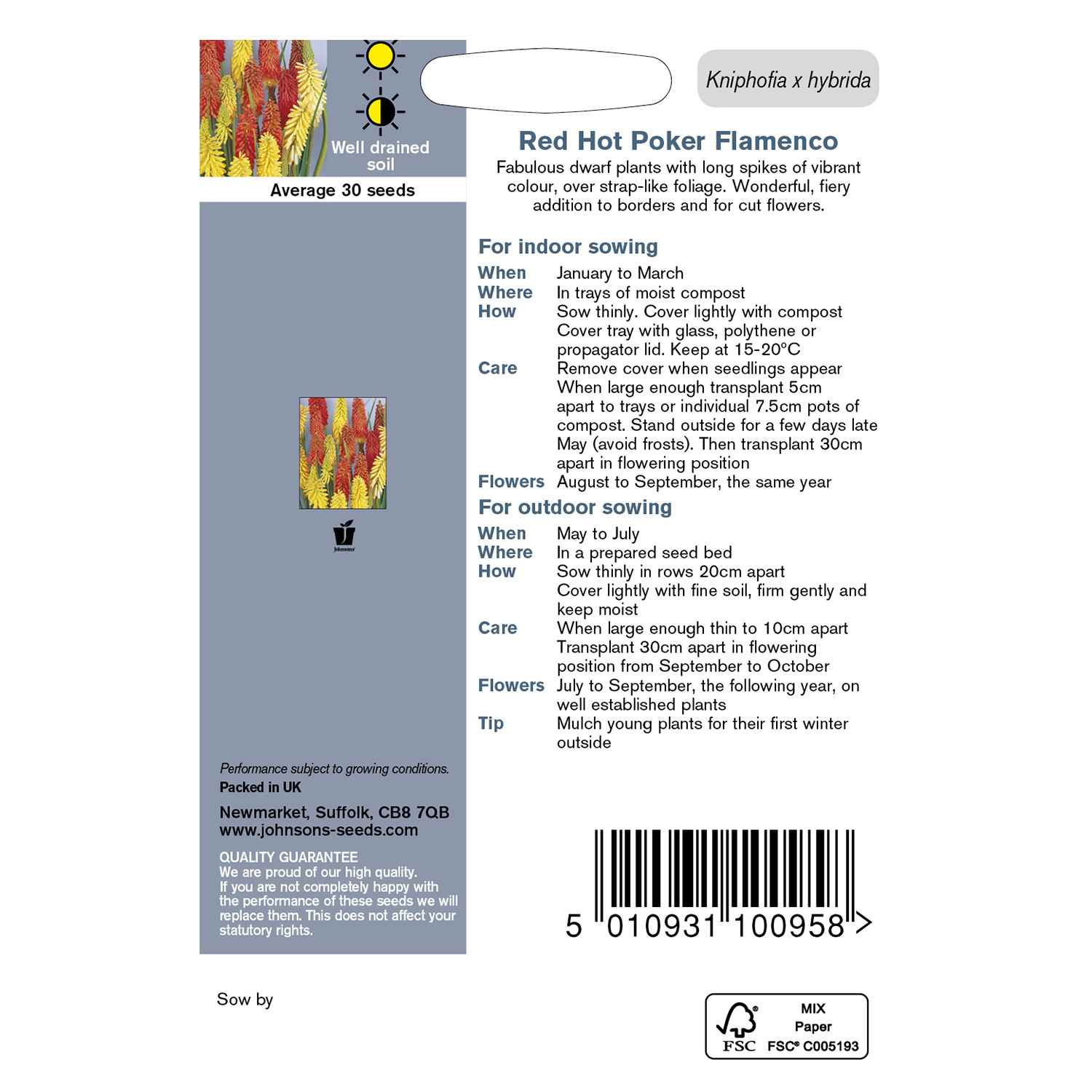 Johnsons Red Hot Poker Flamenco Flower Seeds Image 3