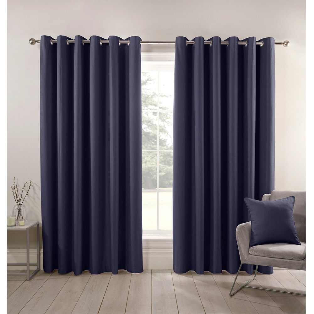 Divante Hoxton Navy Blackout Eyelet Curtains 229cm Image 6