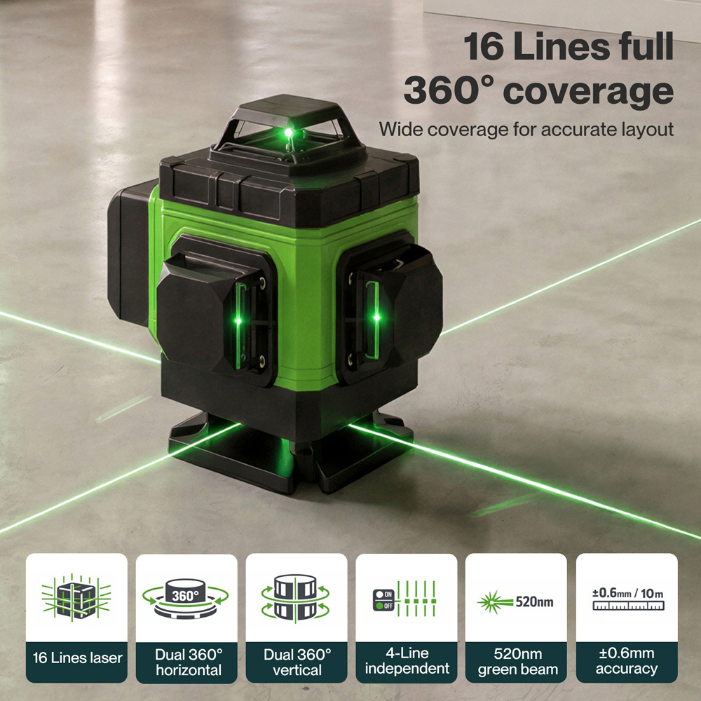 Traderight HW0308-UK Green 4D Cross Line Self-Levelling Laser with Tripod Image 6