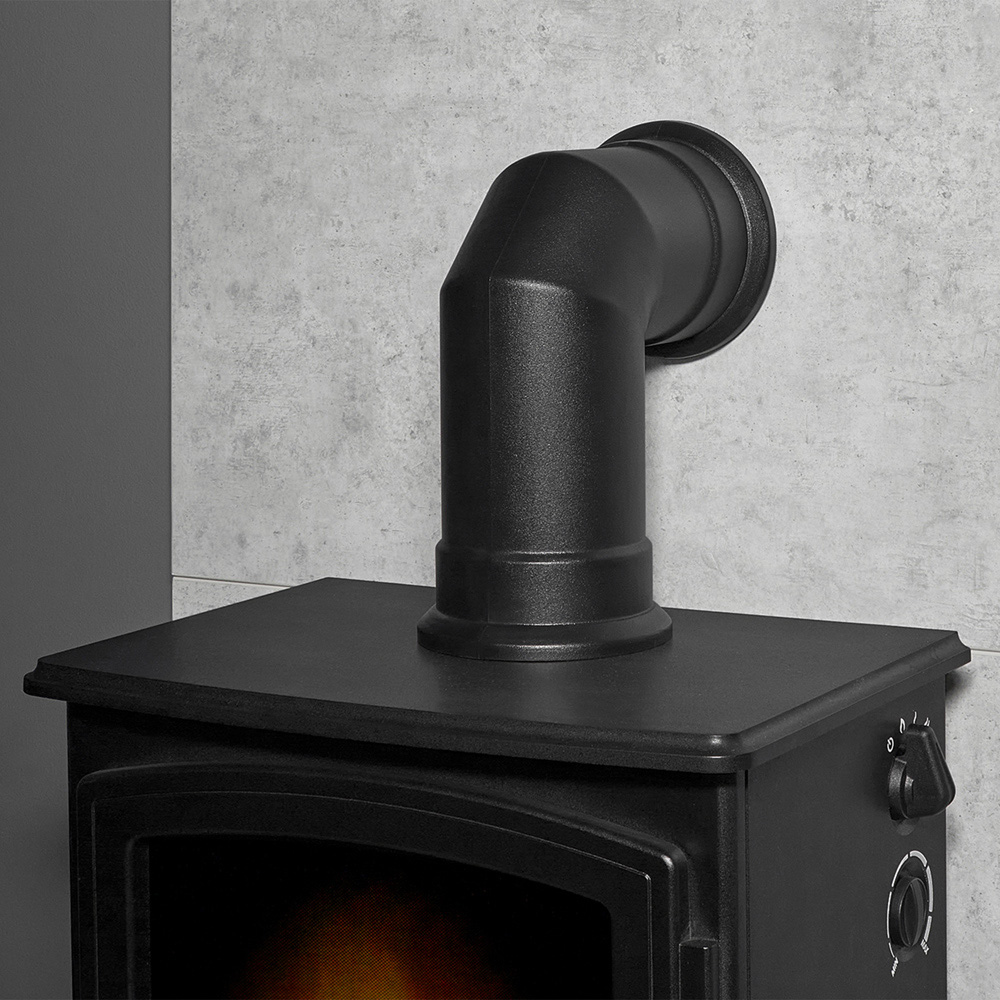 Acantha Concrete Effect Tile and Hearth Set with Aviemore Stove and Angled Pipe Image 4