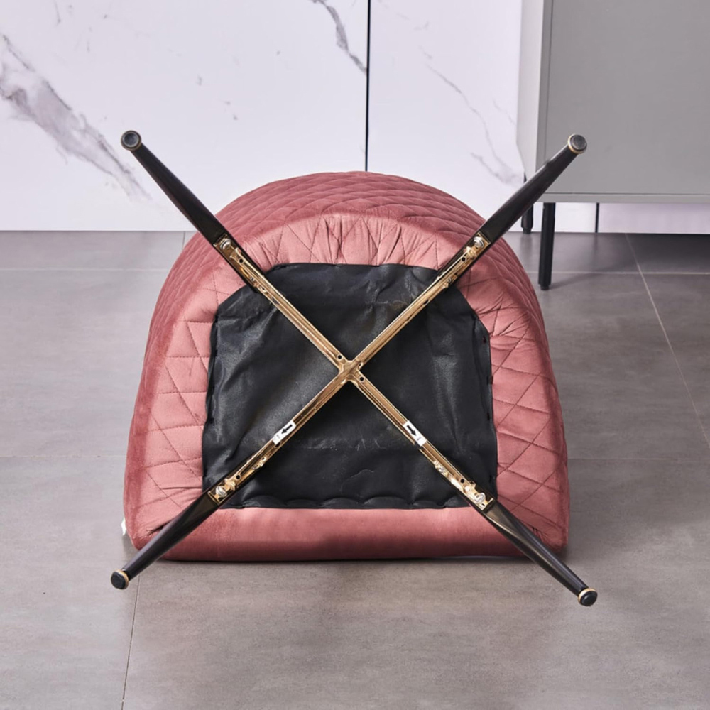 Life Interiors Vittorio Pink Velvet Upholstered Dining Chair Set of 4 Image 5
