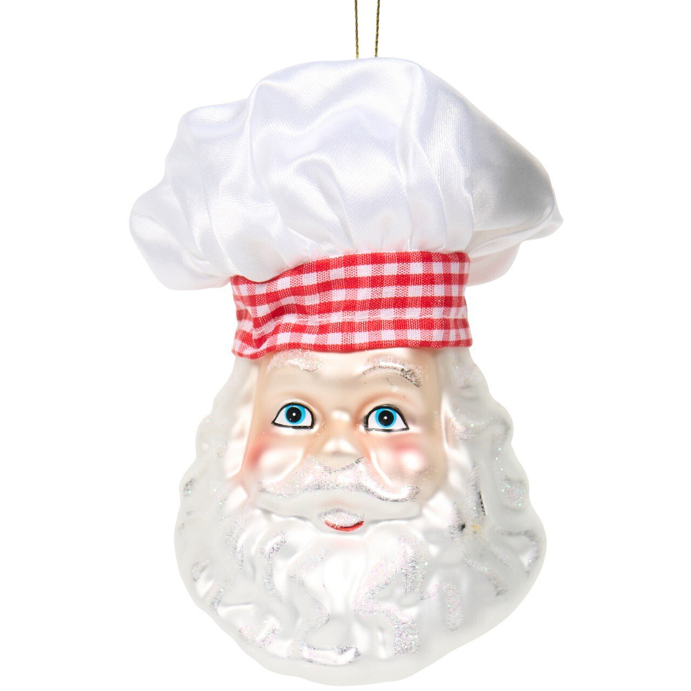 Glass Chef Santa Decoration White Image 1