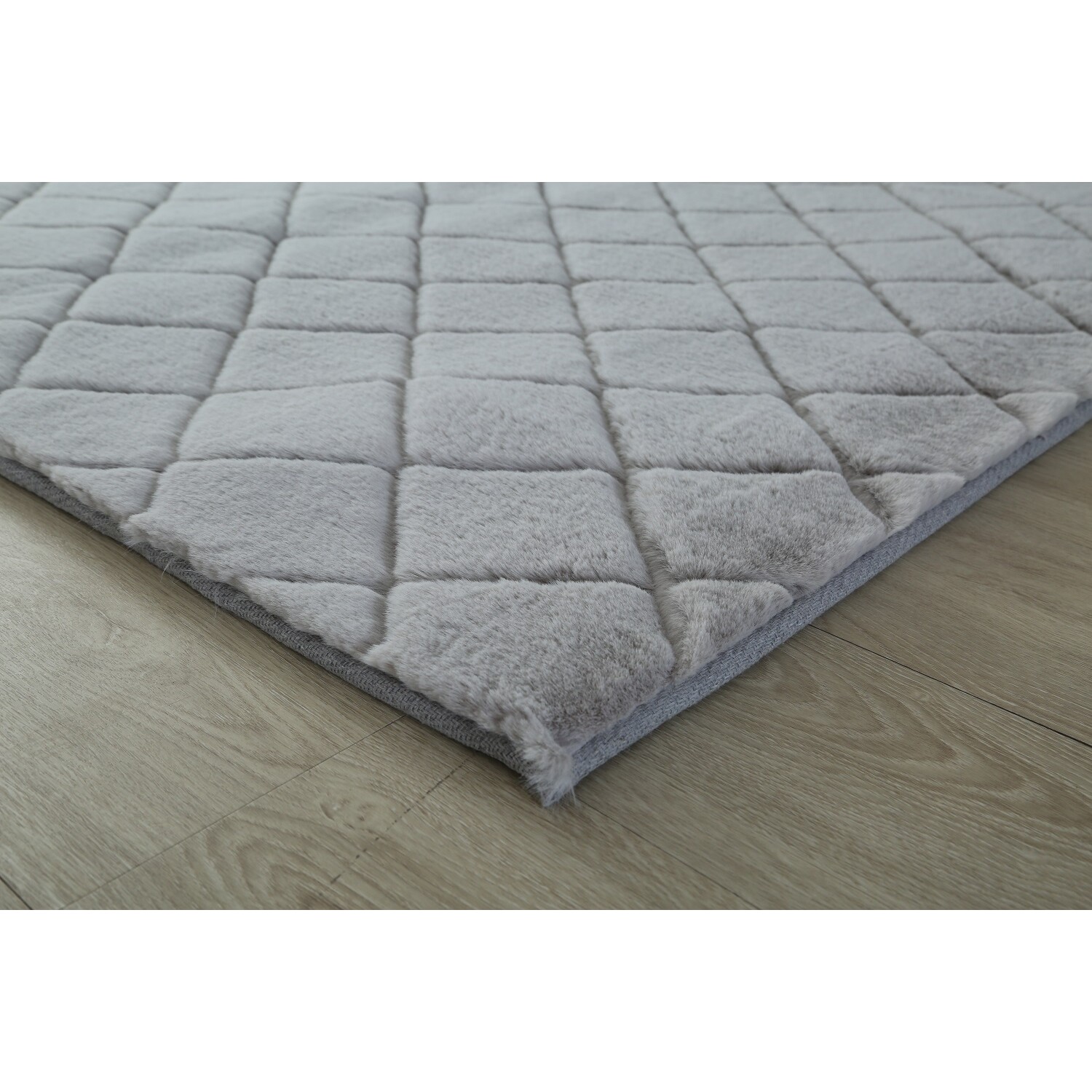 Milly Silver Faux Rabbit Fur Rug Image 3