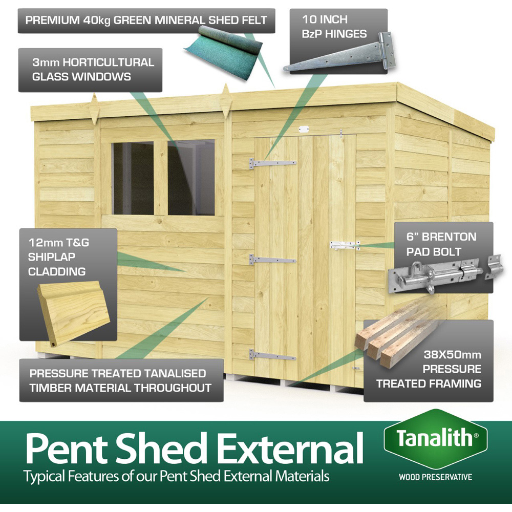 DIY Sheds 16.5 x 9ft Timber Pent Garden Shed Image 8