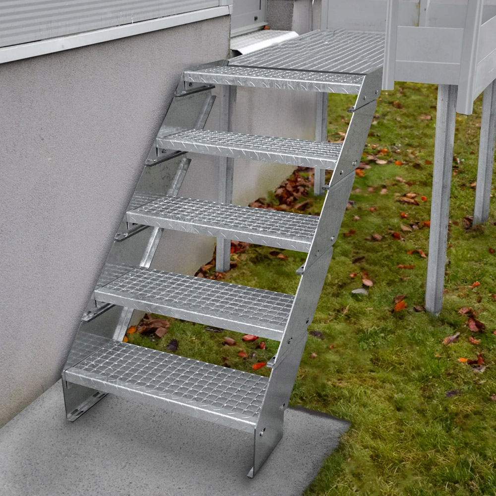 MonsterShop 5 Section Adjustable Galvanised Staircase 600mm Image 2