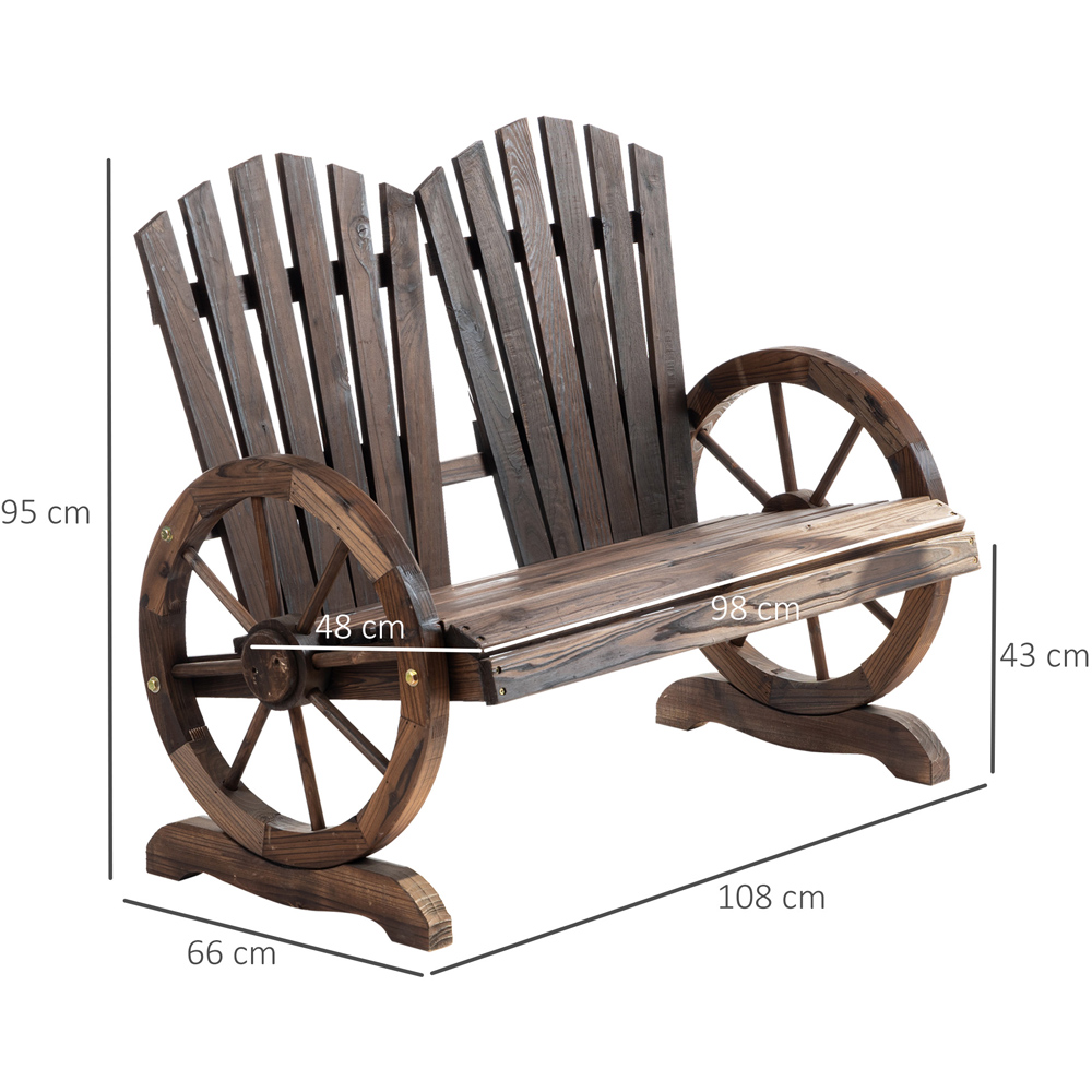 Outsunny Adirondack 2 Seater Carbonized Wooden Loveseat Bench Image 8